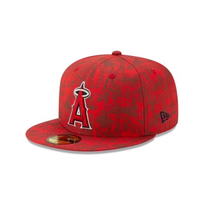Red Los Angeles Angels Hat - New Era MLB Sketched 59FIFTY Fitted Caps USA0369724